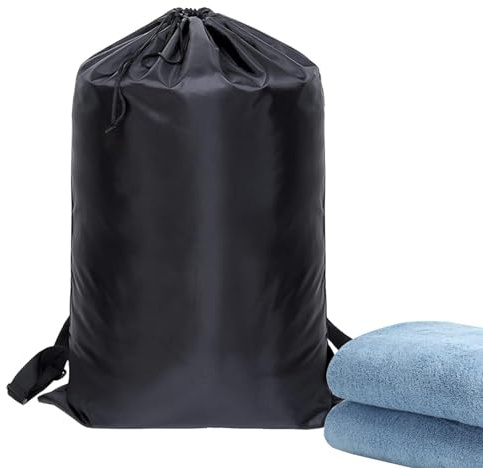 Sacco portabiancheria per dormitori – da viaggio a compressione | Zaino regolabile con coulisse | Sacco da imballaggio di grande capacità | Borsa per tenda portaoggetti con, nero tragba