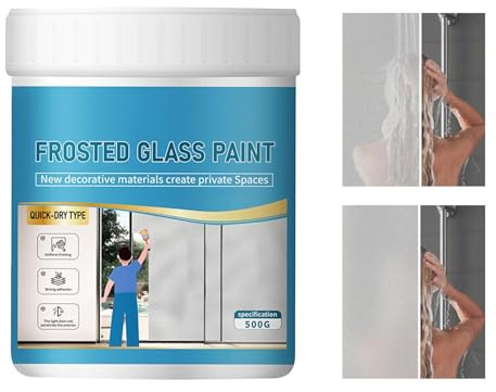 Frostad glasfärg – 500 g fönster insynsskyddsfärg | vattentät frostad fönsterfilm färg, vattenbaserad färg för fönster, duschrum, badrum, glasflaska, skjutdörr