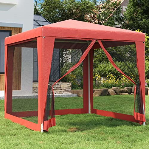 Gecheer Tente de Fête Imperméable 4 Parois en Maille - PEHD - 250x250x245 cm - Rouge