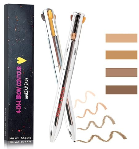 Brow Pencil - Crayon à sourcils multifonction 4 en 1 - Stylo de maquillage imperméable - Couleur des sourcils longue durée - Eyeliner - Liner à sourcils - Anti-cernes - Stylo Tout-en-un - Yeux marron