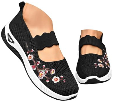 Womens Sale.Clearance Trainers for Women Wide Fit Wedge Walking Sneakers Casual Fashion Non Slip Walking Shoes Lightweight Low Top Slip on Orthopedic Trainer Deal+Day Prime Today Black 5