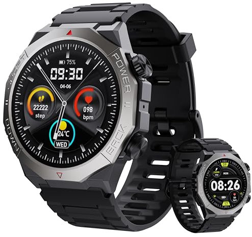 Smartwatch Uomo Donna con Effettua o Risposta Chiamate, 1.39 Orologio Smartwatch Contapassi/Cardiofrequenzimetro/Sonno, 110+ Modalità Sportivo Fitness Tracker, IP68 Smart Watch per Android iOS, Nero