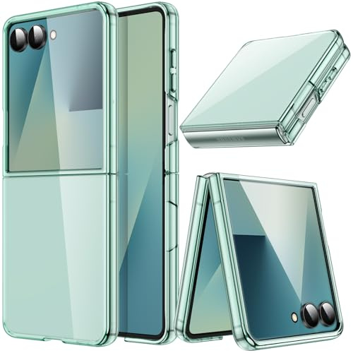 JETech Funda para Samsung Galaxy Z Flip 7 2025, Transparente Cristal Caparazón PC Dura, Carcasa Anti-Arañazos Antigolpes Slim Protectora (Verde Menta)