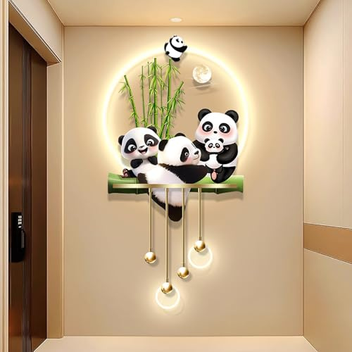 DAVBIR Arte de pared 3D con luz LED cálida, Pinturas Esculturas Decorativas 3D, para Sala De Estar, VestíBulo, Comedor Y DecoracióN Mural De Interiores(Gold 22,50 * 110cm/20 * 43.3in)