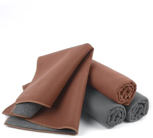 KinHwa Fenstertuch streifenfrei Barista Tuch Set - 30x30 cm 4 Stück Streifenfrei & Saugstark ，Geeignet für Kaffeemaschinen, Fenster, Auto & Spiegel （2 grau+2graubraun）