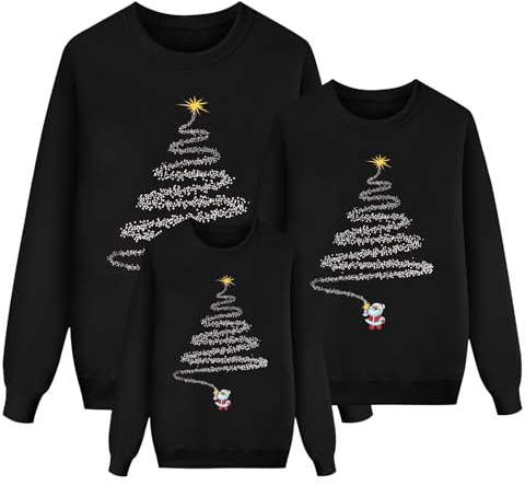 jerseis navideños, Jersey Navidad Familia Mujer Hombre Niño Sudaderas Navideñas Familiares Cuello Redondo Manga Larga Christmas Sweater Invierno Cálido Jerseys de Navidad para Parejas Blusas Tops