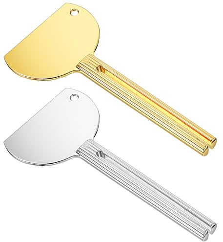 2Pcs Stainless Steel Toothpaste Tube Squeezer, Metal Tube Squeezer Keys, Toothpaste Squeezers, Tubes Roller Dispensers for Toothpastes, Ointment & Cosmetic Tubes(Silver Gold)
