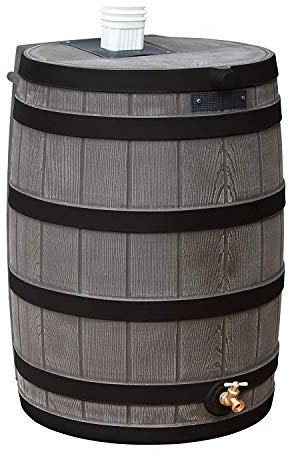Rain Wizard 50 Gallon Rain Barrel with Darkened Ribs - Oak