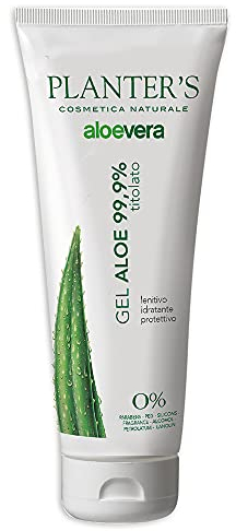 Planter’s - Gel Aloe Vera Puro Titolato 99,9%. Idrata pelle secca e screpolata. Ideale per scottature, arrossamenti, brufoli, punture di insetti e come doposole. 200 ml