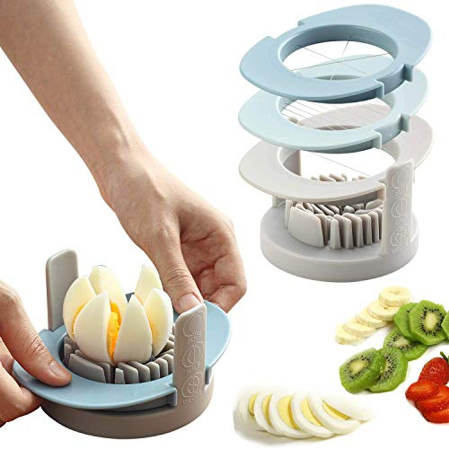 Ruibo 3 en 1 Oeuf trancheuse/Cutter avec 3 Styles de trancher Coupe en acier inoxydable de fil, Hard Boiled Egg Slicer