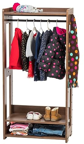 Iris Ohyama, Garderobenständer, Garderobenständer mit Regal für Kinder, Kinderkleiderorganizer,Modular, Zeitgenössisch, Schule, Zimmer, Eingang - Kids Garment Rack - KWR-1 - Braun