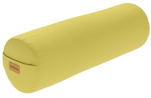 Gorilla Sports® Bolster Yoga - Ø20 cm, Rivestimento in Cotone Lavabile, Ripieno di Farro, Maniglia di Trasporto, Colore a Scelta - Cuscino Yoga, Rullo per Yoga, Supporto Meditazione