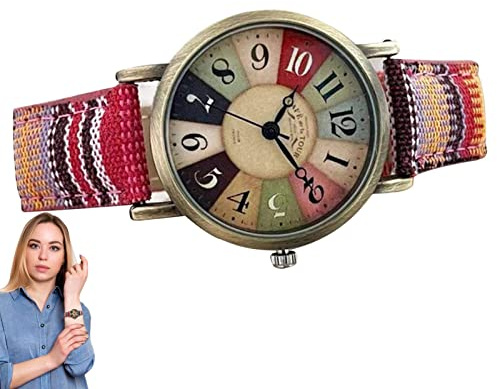 Reloj Boho Hippie | Reloj para Mujer con Multicolor | Correa Reloj Tejido Reloj Pulsera Casual Regalo Festival Maravilloso para Mujer Dama