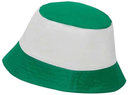 Generico 5 Pezzi Cappellino Bob Mare in Cotone Modello Pescatore a Secchiello in Cotone 160 gsm/M2 Colori Assortiti (Verde/Bianco)
