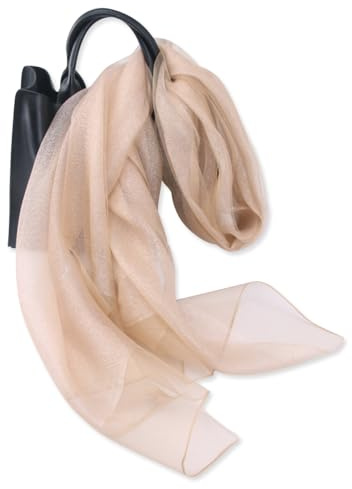 LumiSyne Sciarpa In Seta Organza a Doppio Strato Donna Scintillanti Scialle Stola Per Abito Da Sera Tinta Unita Con Filo Dorato Leggero Trasparente Tulle Stupenda Stola Per Sposa Matrimonio Prom Festa