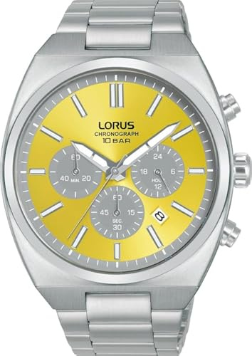 Lorus Reloj Analógico de Cuarzo para Hombre con Pulsera de Metal, Plata/Amarillo