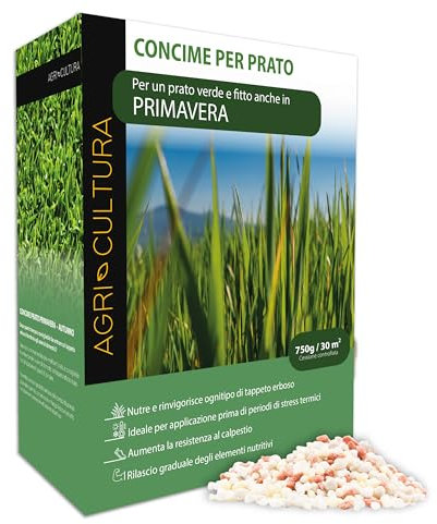 AGRI-CULTURA® | Concime Prato Primavera 30m²| Nutrizione Completa, Rinverdente, Resistente al Calpestio | Rigenera Dopo l’Inverno e Protegge dal Caldo | Rilascio Graduale per Prato Verde e Rigoglioso