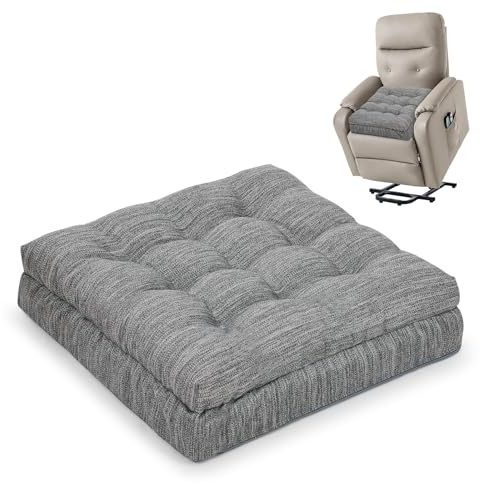 Shinnwa Memory Foam Recliner Cushion for Elderly, Patented Design Extra Large Seat Cushion, Dual-Layer Foam Chair Pad for Couch, Armchair, Wicker Chairs, Floor, 20 × 20 × 5in, Grey