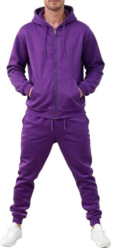 Mlgaril Men's Purple Tracksuits 2 Piece Sets Full Zip Hoodie Sweatsuit Athletic Jogging Sweat Suits Casual Outfits For Men Size XL