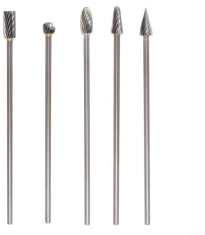 Set di frese rotative con gambo lungo da 3 mm, per rame, alluminio, acciaio, vetro, lavorazione del legno, strumenti da officina, confezione da 5 (taglio singolo)