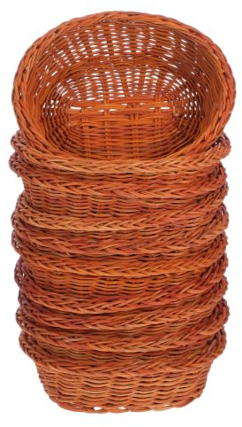 ELAYARD Lot De 10 Corbeilles À Pain Ovales TresséEs En Rotin Naturel Petits Paniers À Pain aéRéS Et Empilables Organisateurs Polyvalents Pour Fruits En-Cas Et Cuisine