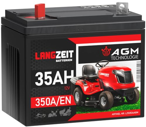 LANGZEIT Batteria per trattorino rasaerba 12V 35Ah 350A/EN AGM U1 batteria tagliaerba sostituisce 30Ah 28Ah 26Ah 24Ah 32Ah polo positivo a sinistra
