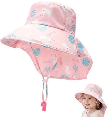 Gorro Bebé Verano con Protección Solar, Sombrero Niña para Playa y Exterior, Gorra Bebé Transpirable y Ajustable 46-50cm, Estilo Casual Rosa Sakura