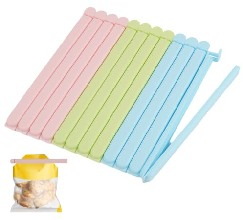 12 clips de cierre grandes de 20 cm para bolsas de alimentos, pinzas reutilizables impermeables para patatas fritas, café, congelados, dulces, panes, cierre hermético de los paquetes