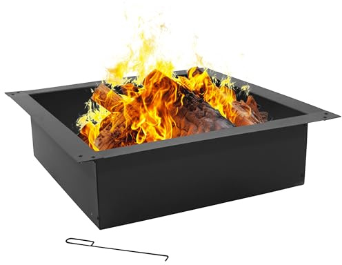 Sunnydaze Fire Ring for Outside - Heavy-Duty Wood-Burning Metal Fire Pit Ring Insert - 36-Inch Square Outer/30-Inch Square Inner Diameter