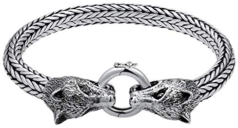 Kuzzoi Buddha Silber-Armband für Herren handgefertigtes Panzer-Armband (7 mm) aus 925er Sterling Silber Herrenarmband mit Wolfs Verschluss 70 gr, 335115 (21.00, Zentimeter)
