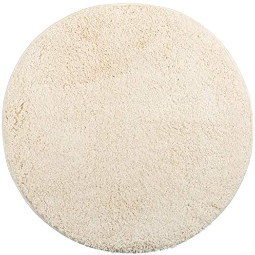 Brandsseller Badezimmerteppich Ø 60 cm Badvorleger Badematte Badteppich rund Chenille rutschfest saugstark maschinenwaschbar - Beige