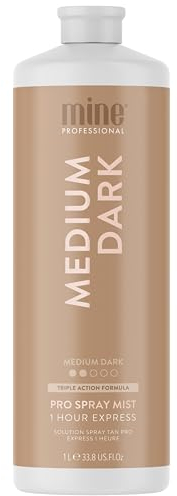 MineTan MineTan Medium Dark Professional Spray Tan - Finition peau subtilement brune et brillante Pour les personnes à la peau claire ou celles qui découvrent l'autobronzant, 1L
