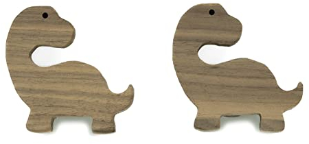 PLT Dino Griffe für Kindermöbel aus unbehandeltem Walnussholz, Knauf, Knopf, Dinosaurier, Kommode, Schrank, Schublade, Tür, Kinderzimmer, Geschenkidee (2, Brachiosaurus)