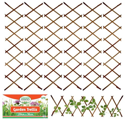 Lot de 6 treillis de jardin pour plantes grimpantes 150 cm x 30 cm | Treillis extensible pour clôtures, treillis mural, clôture de jardin, treillis mural