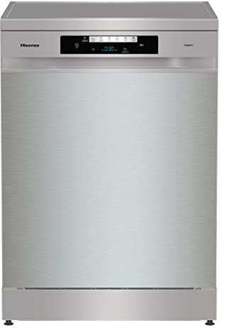 Hisense HS643D60XUK 16 Place Settings Freestanding Standard Dishwasher, Silver - Auto Dry Automatic door opening - D Rated, 598 x 599 x 846 mm (L x W x H) [Energy Class D]