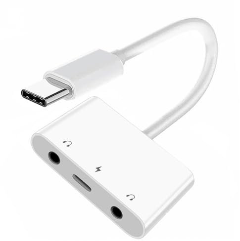 CY Scheda audio da USB-C a doppia scheda audio AUX e microfono da 3,5 mm con adattatore di ricarica PD compatibile con computer portatili, tablet, telefoni