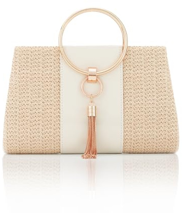 Jywmsc Pochettes en Paille pour Femmes Sacs de Plage D'été Fourre-tout à Glands Sac de Soirée Sacs à Main
