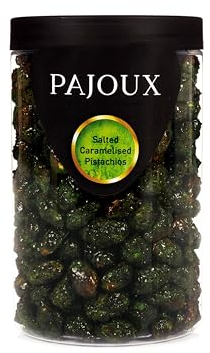 Pajoux Salted Caramelised Pistachios (Large) 230g | Honey Caramelised Pistachio Nuts - Whole Pistachio Nuts - Caramelised Nuts - Roasted Nuts - GMO Free Nuts - Nuts in a Gift Jar
