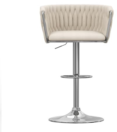 Utlenianie 1x Barhocker, Drehbare Barhocker mit Lehne, Barstuhl Höhenverstellbar, Samt, 360° Drehbar, Bistrohocker für Esszimmer Heimbar Kücheninsel (Hellbeige)