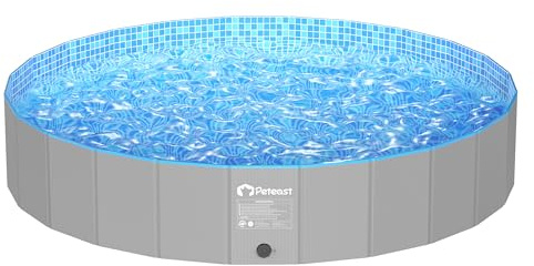 Peteast Dog Pool for Large Dogs, Foldable Round Design, 87 in