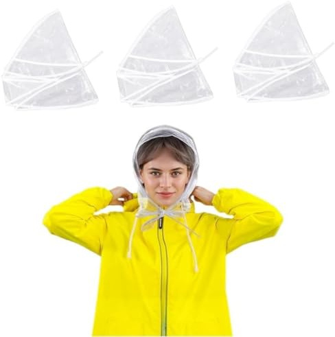 Yunmoxiao 4 PCS Rain Bonnet with Visor Clear Rain Caps Plastic Rain Scarf Reusable Rain Hat for Women Lady Female Rain Wear