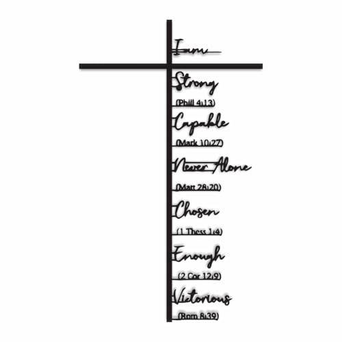 Qtaikong Large Metal Cross Wall Art with Scripture - Christian Religious Wall Decor, Jesus Home Church Wall Hanging, Scripture-Inspired Christian Gift for Christians(15 inch)