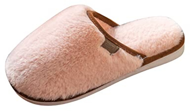 Generisch Ciabatte chiuse Coppia Stile Solido Cotone Donna Slippers Peluche Caldo Confortevole Pelle d'agnello Pantofole, Colore: rosa., 38 EU
