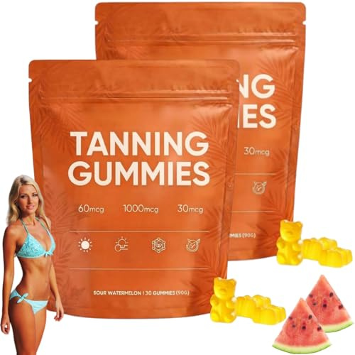 Gummies Autoabbronzante, gomme abbronzanti della pelle, 60 Stück mix beta-C-arotene e L-Ycopene, migliora la pelle naturale