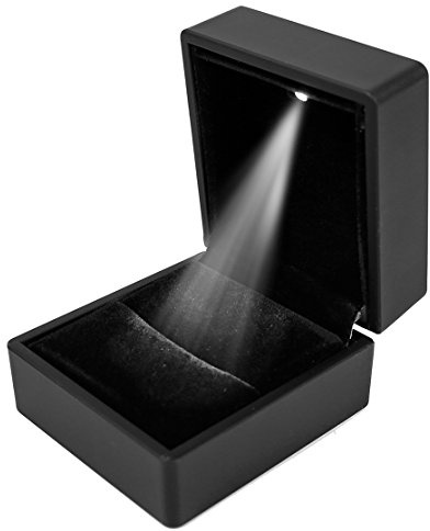 iSuperb Scatola Anello LED Porta Anello con Luce Porta Gioielli da Viaggio Organizer con Scatola Regalo Ring Box per Donna e Ragazza, San Valentino (LED Porta Anello) (A)
