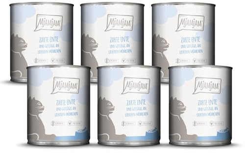 MjAMjAM - cibo umido premium per gatti - tenera anatra e pollame con deliziose carote, confezione da 6 (6 x 800 g), senza cereali con carne extra