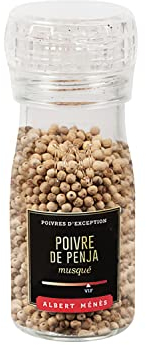 Albert Ménès Poivre du Penja Moulin Réglable Poivre Vif avec des Notes Musquées Grain Blanc Force 3, 50 g