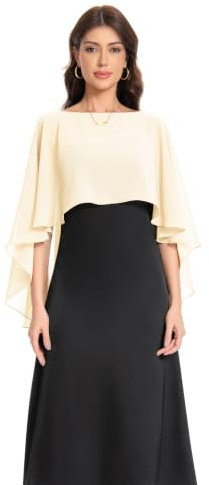 Baoqiya Chales para mujer, capas, estolas, gasa, suaves, para vestidos de noche, damas de honor, bodas, Champán pálido, Talla única