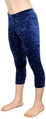 GymStern Caprihose passend zum Turnanzug Crash Samt bi-elastisch Kinder 3/4 Leggings Mädchen Capri Hose Hüfthose Normale Bundhöhe 116-176 Farbe Dunkelblau, Größe 128