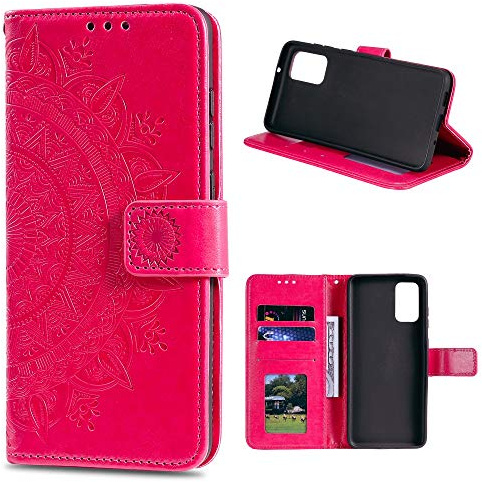 CoverKingz Klapphülle kompatibel mit Huawei P smart 2021 - Schutzhülle mit Kartenfach zum aufklappen - Klapphandyhülle Case klappbar Motiv Mandala Pink